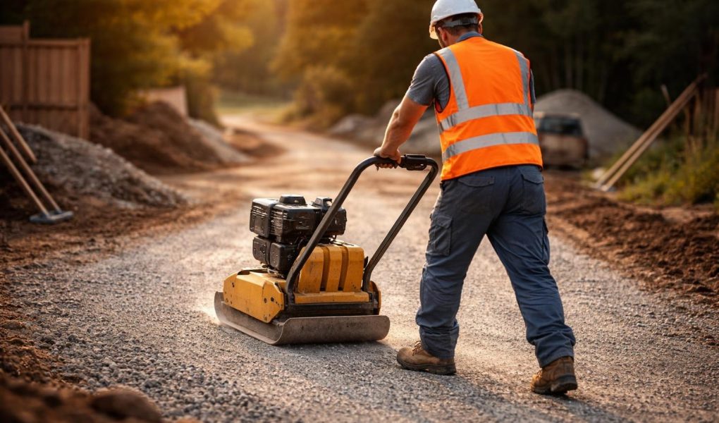 ouvrier-rouleau-compresseur-chantier-gravier