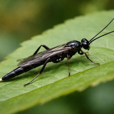 insecte-noir-feuille-verte-gros-plan