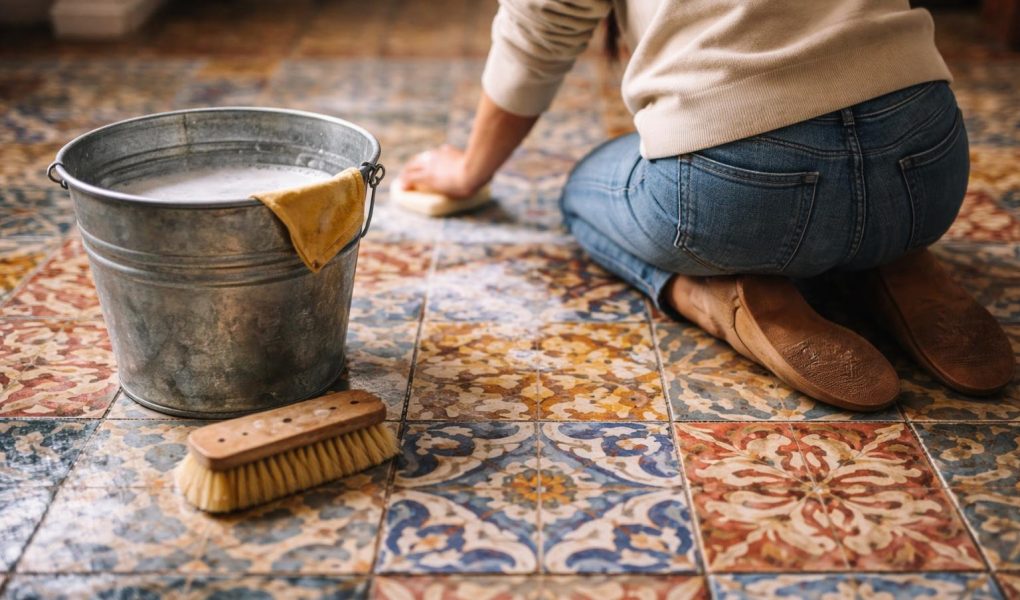 carreaux-ciment-seau-brosse-nettoyage