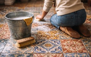 carreaux-ciment-seau-brosse-nettoyage