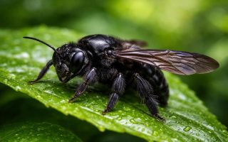 insecte-noir-feuille-verte-nature