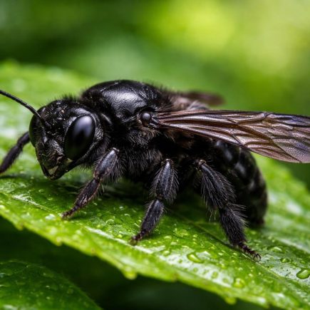 insecte-noir-feuille-verte-nature